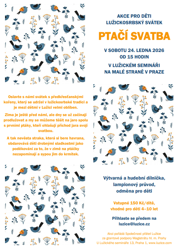 Ptačí svatba v sobotu 24. ledna